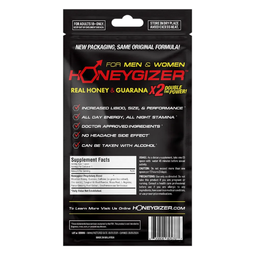 HONEYGIZER Male Sexual Enhancement- Real Honey & Guarana (1 Spoon)