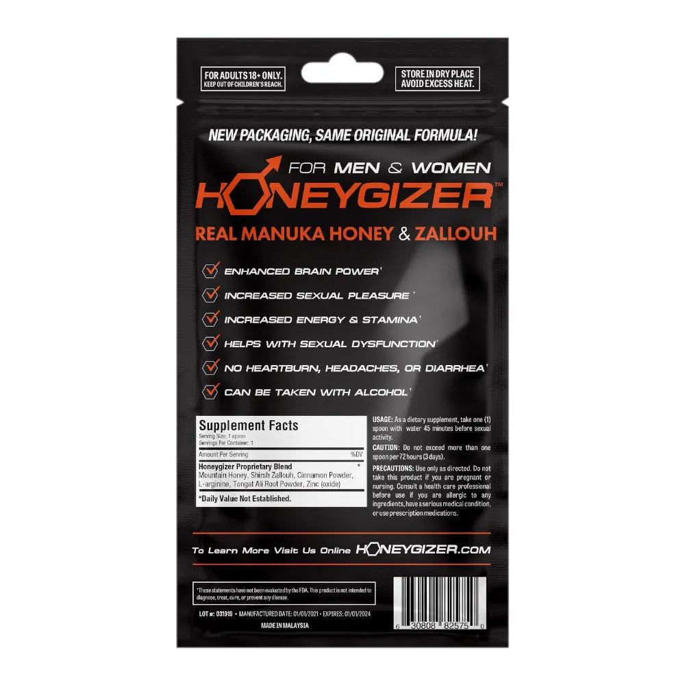 HONEYGIZER Male Sexual Enhancement- Real Manuka Honey & Zallouh (24 Spoons)