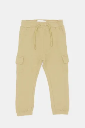 Infant Boys Beige Jacquard Active Pants