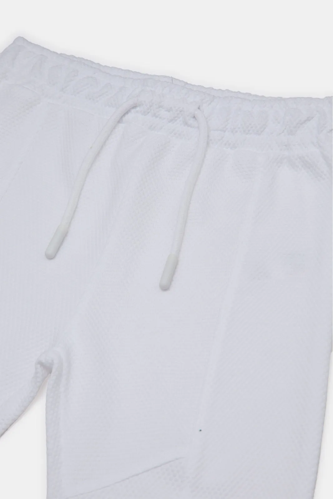 Infant Boys White Jacquard Active Pants