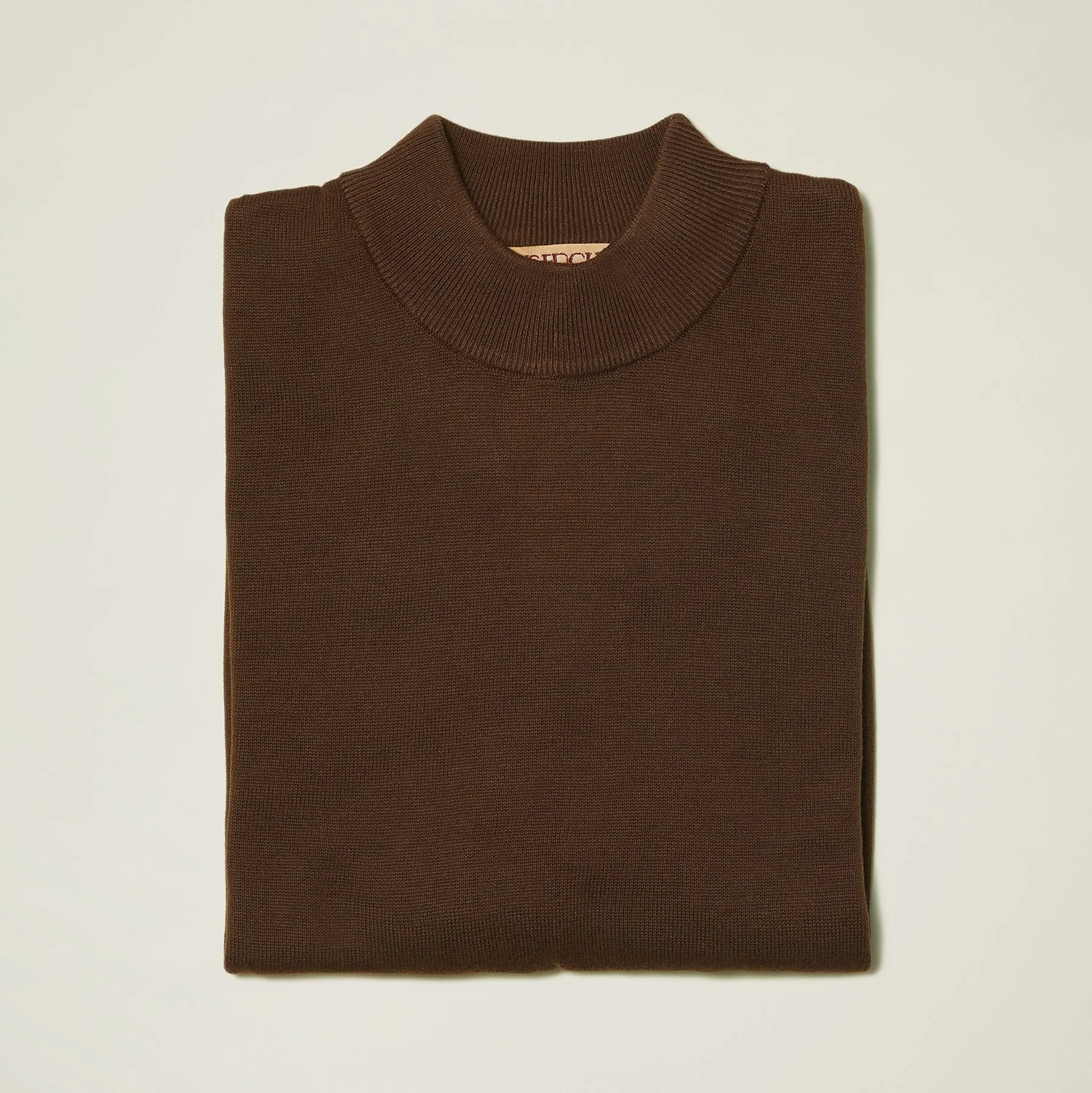 Inserch Cotton Blend Mock Neck Sweater Brown 4308-00025 Brown