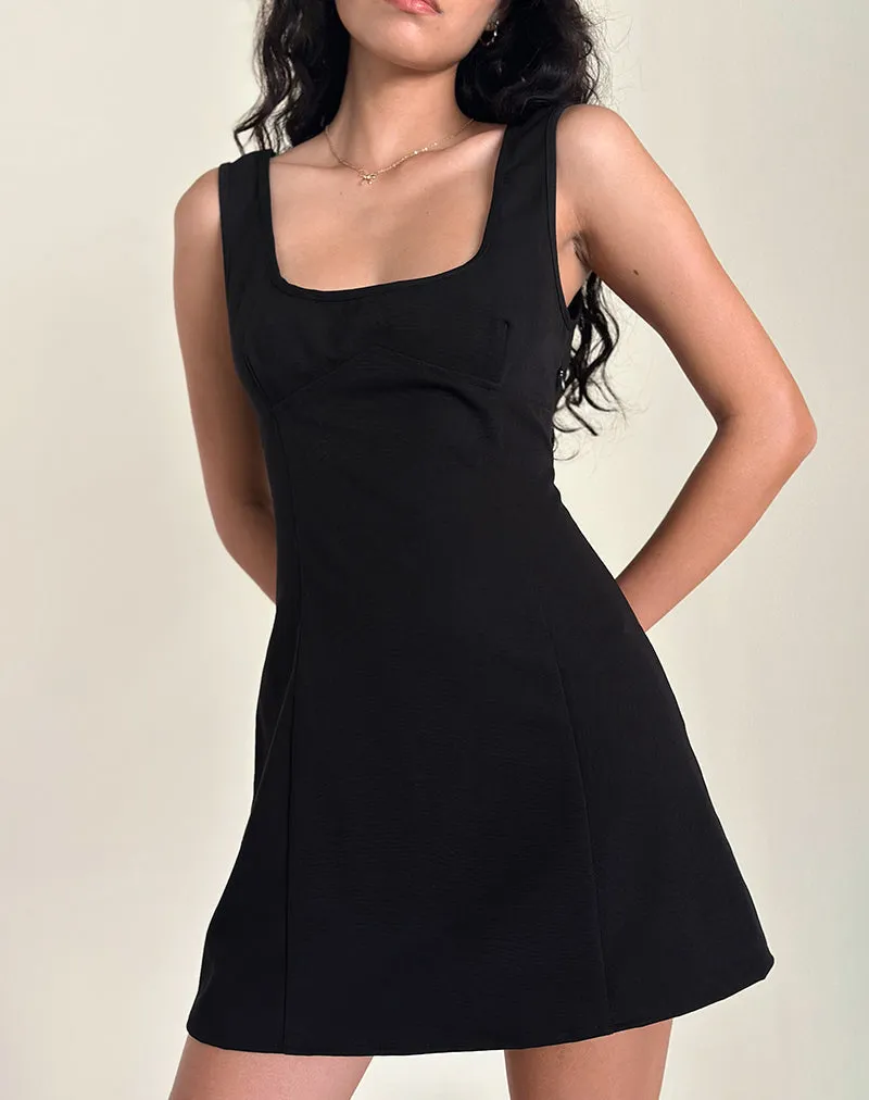 Irinel Bow Back Mini Dress in Black