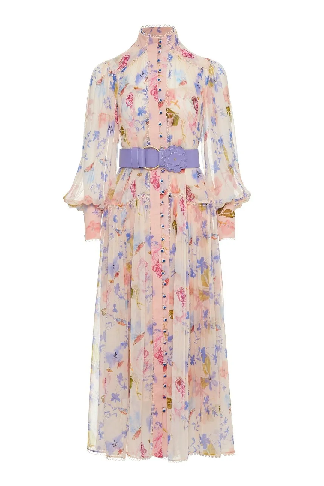 Izel - Midi Chiffon Dress with Belt