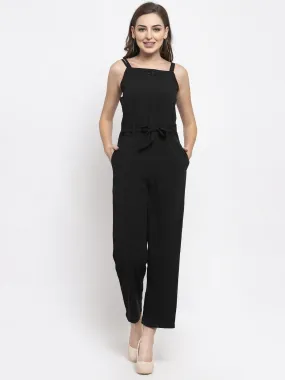 Jashvi Women Black Solid Embellished Jumpsuit