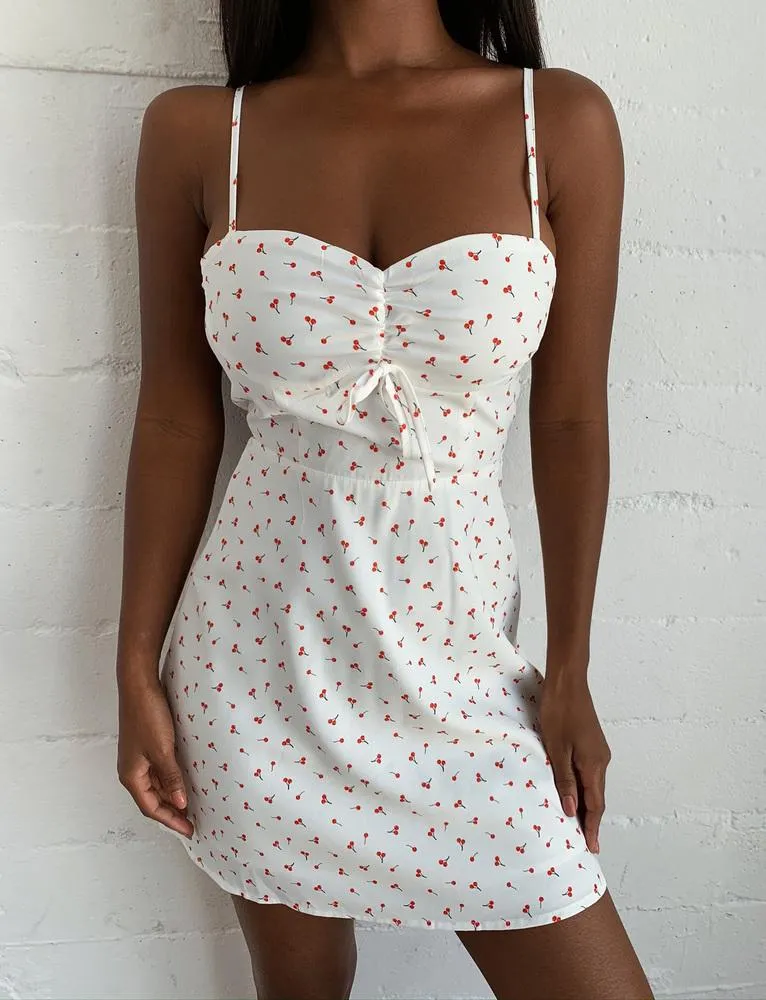 Jorj Dress - White Cherry Print