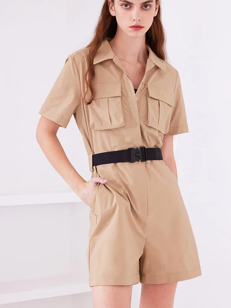 Khaki Detachable Stretchy Women Jumpsuit