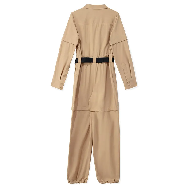 Khaki Detachable Stretchy Women Jumpsuit