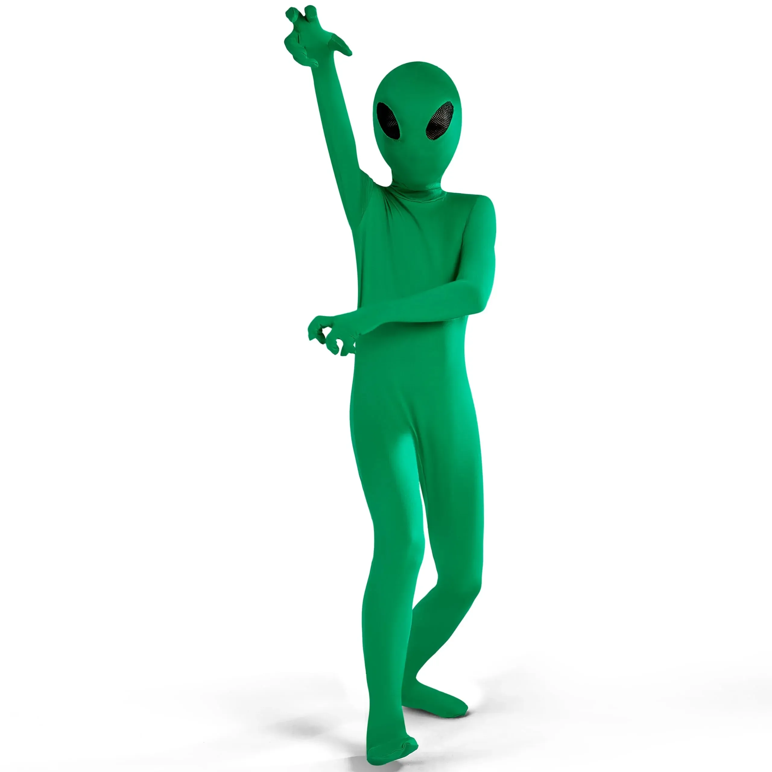 Kids Alien Costume, Green Alien Jumpsuit for Boys, Girls