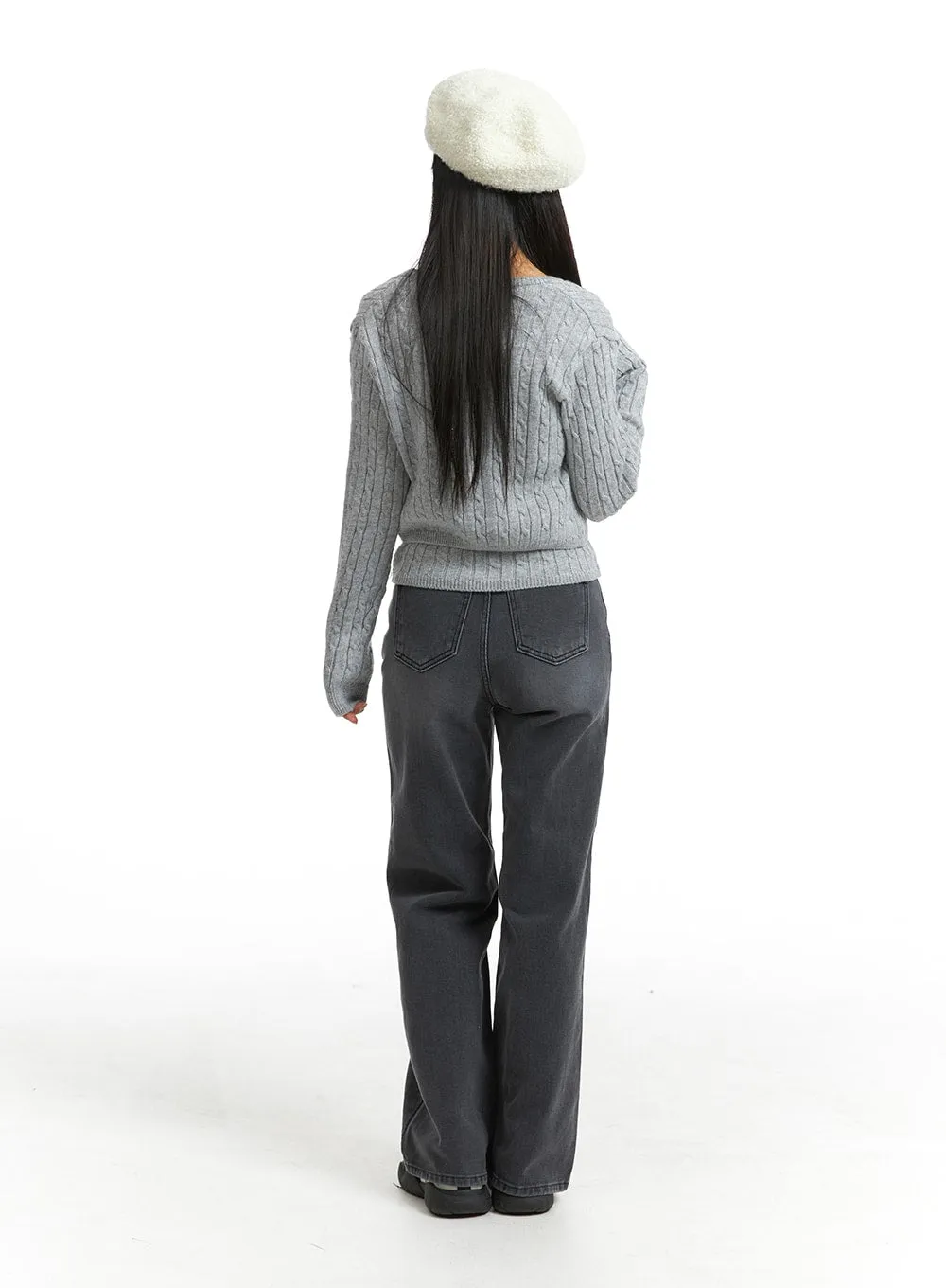 Knit Binding Long Sleeve Shrug OJ405