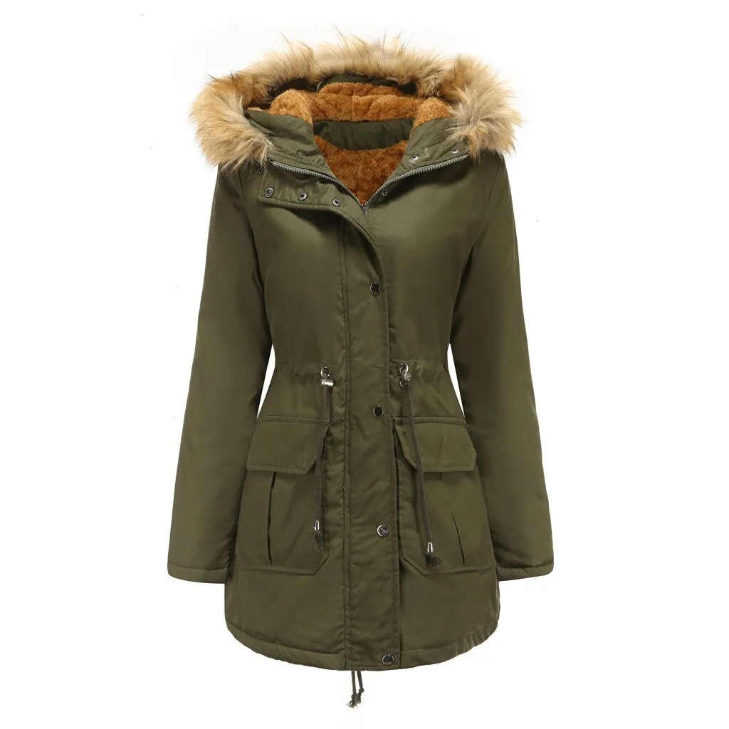 Ladies Velvet Cotton Padded Parka Jacket (3 colors)