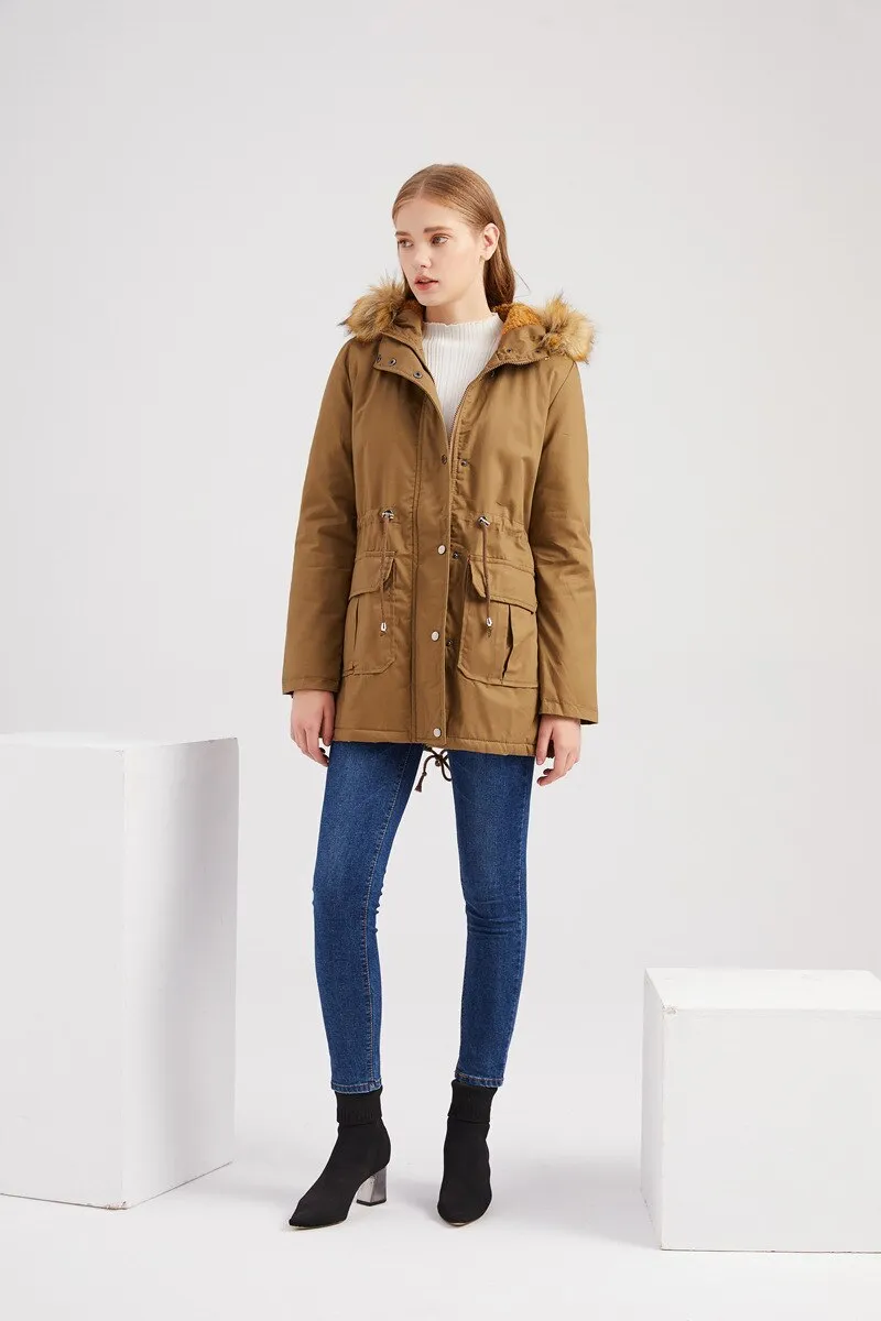 Ladies Velvet Cotton Padded Parka Jacket (3 colors)