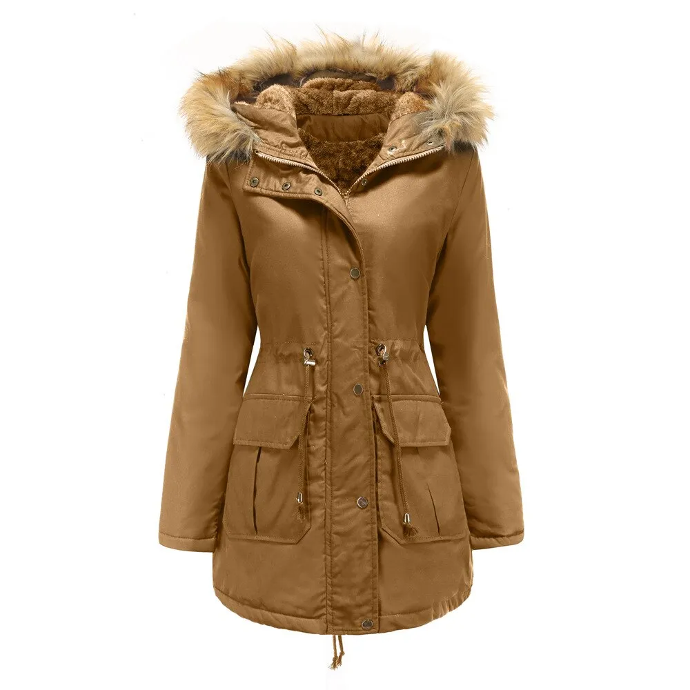 Ladies Velvet Cotton Padded Parka Jacket (3 colors)