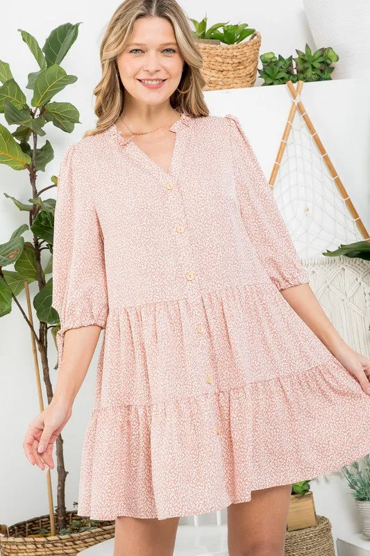 Leopard Button Down Babydoll Shirt Dress