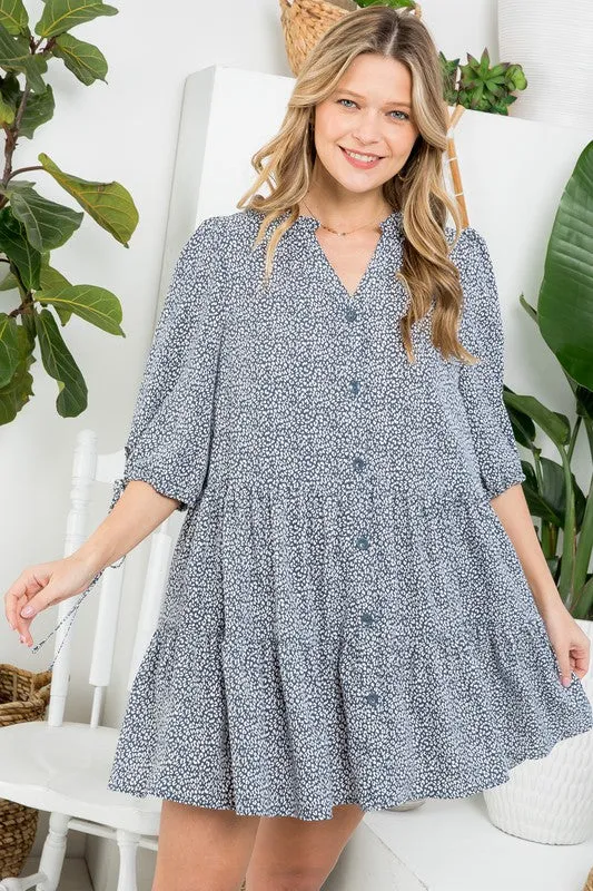 Leopard Button Down Babydoll Shirt Dress