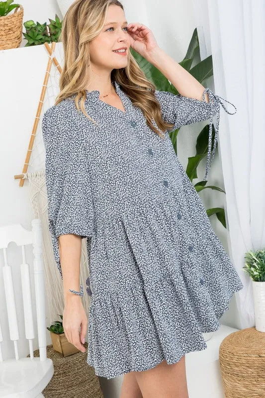 Leopard Button Down Babydoll Shirt Dress