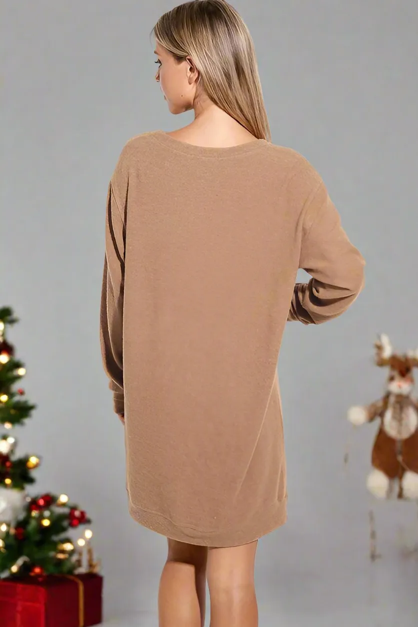 Leopard Christmas Trees Dolman Tunic Top  - Camel