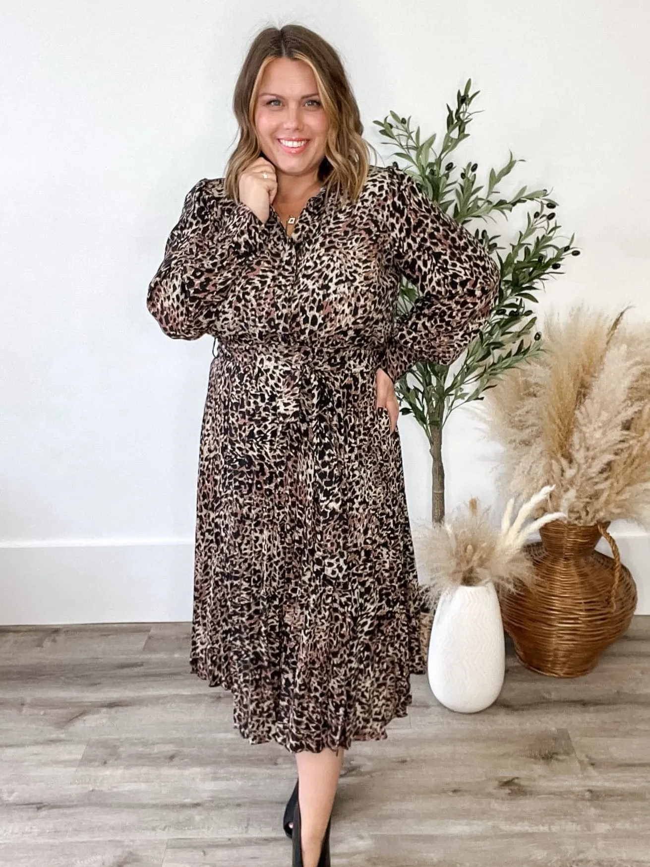 Leopard Pleated Dress