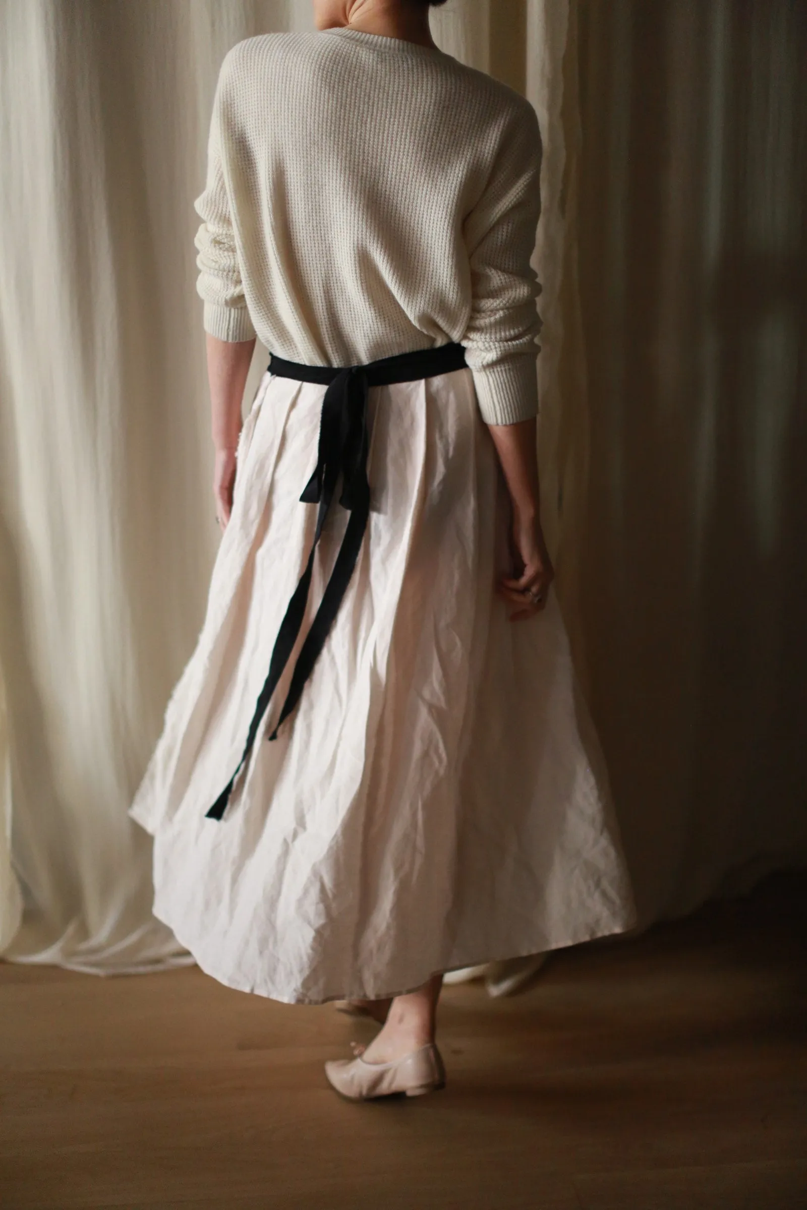 Linen Pleated Wrap Skirt