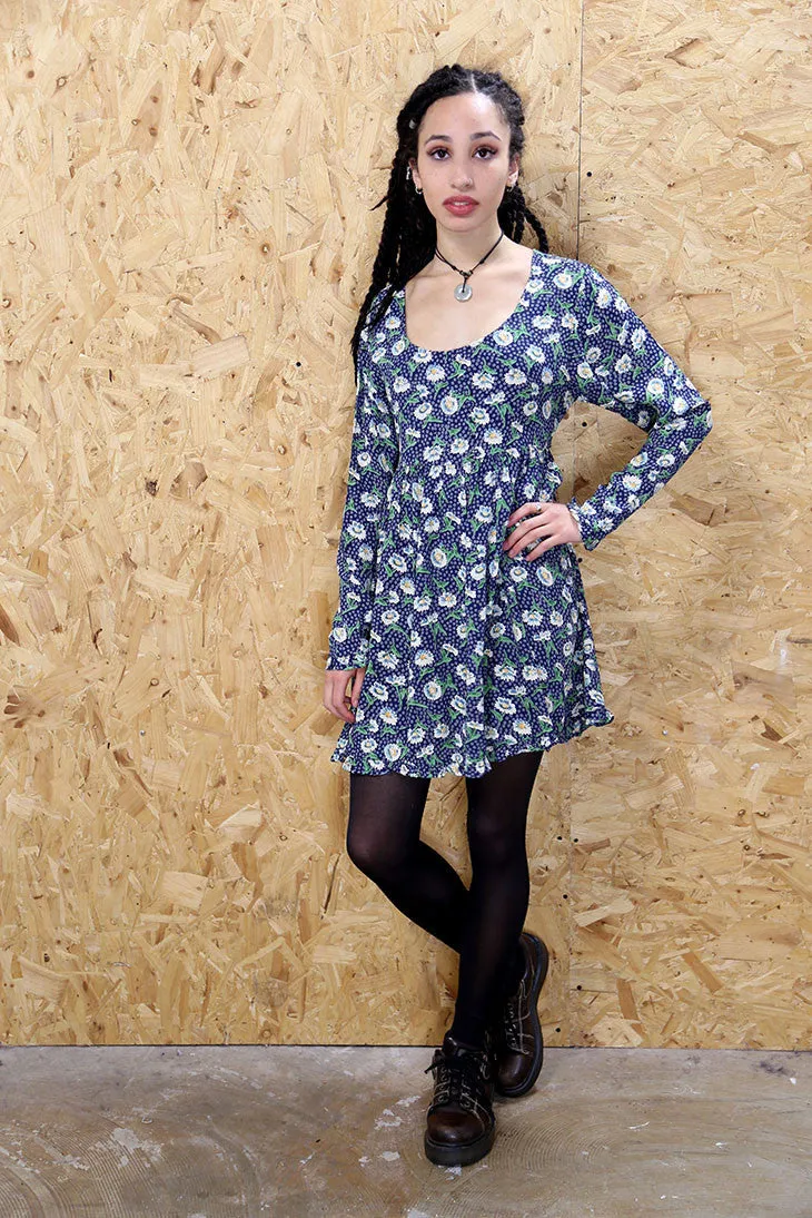 Long Sleeved Daisy Print Dress