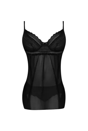 Magic Silk Modern Romance Babydoll & Thong Black