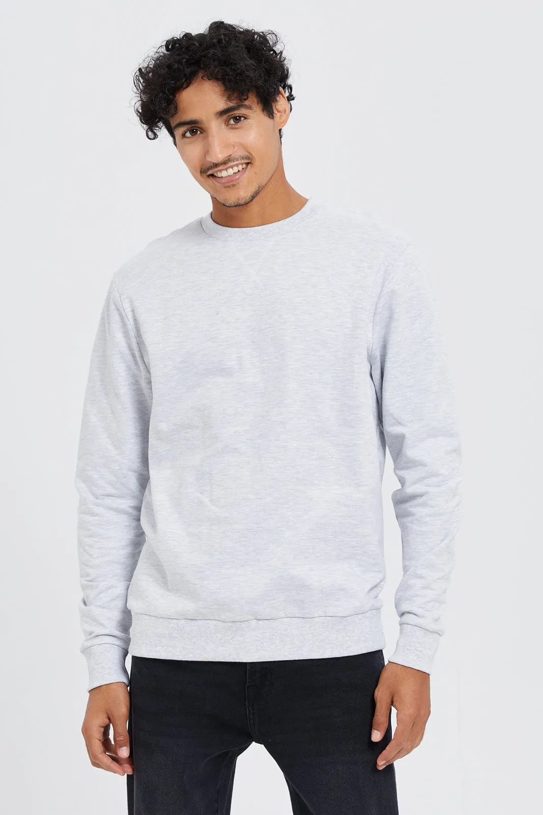 Men Ecru Crew Neck Sweatshirt