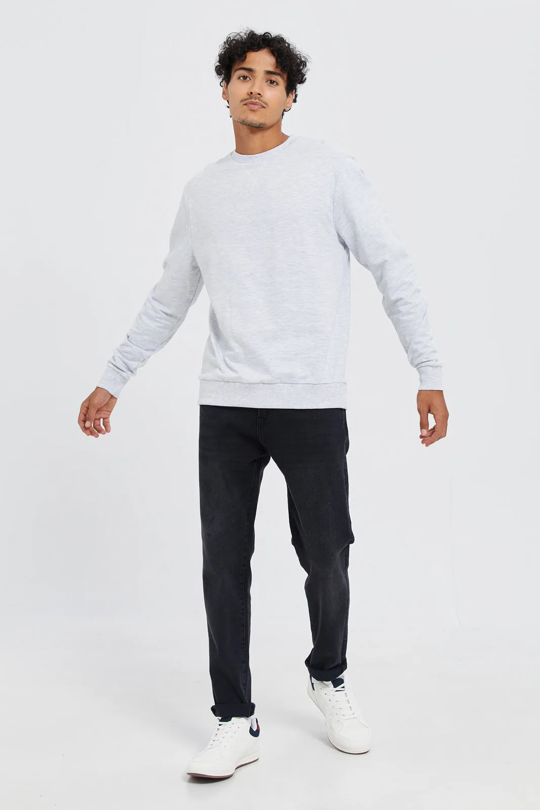 Men Ecru Crew Neck Sweatshirt