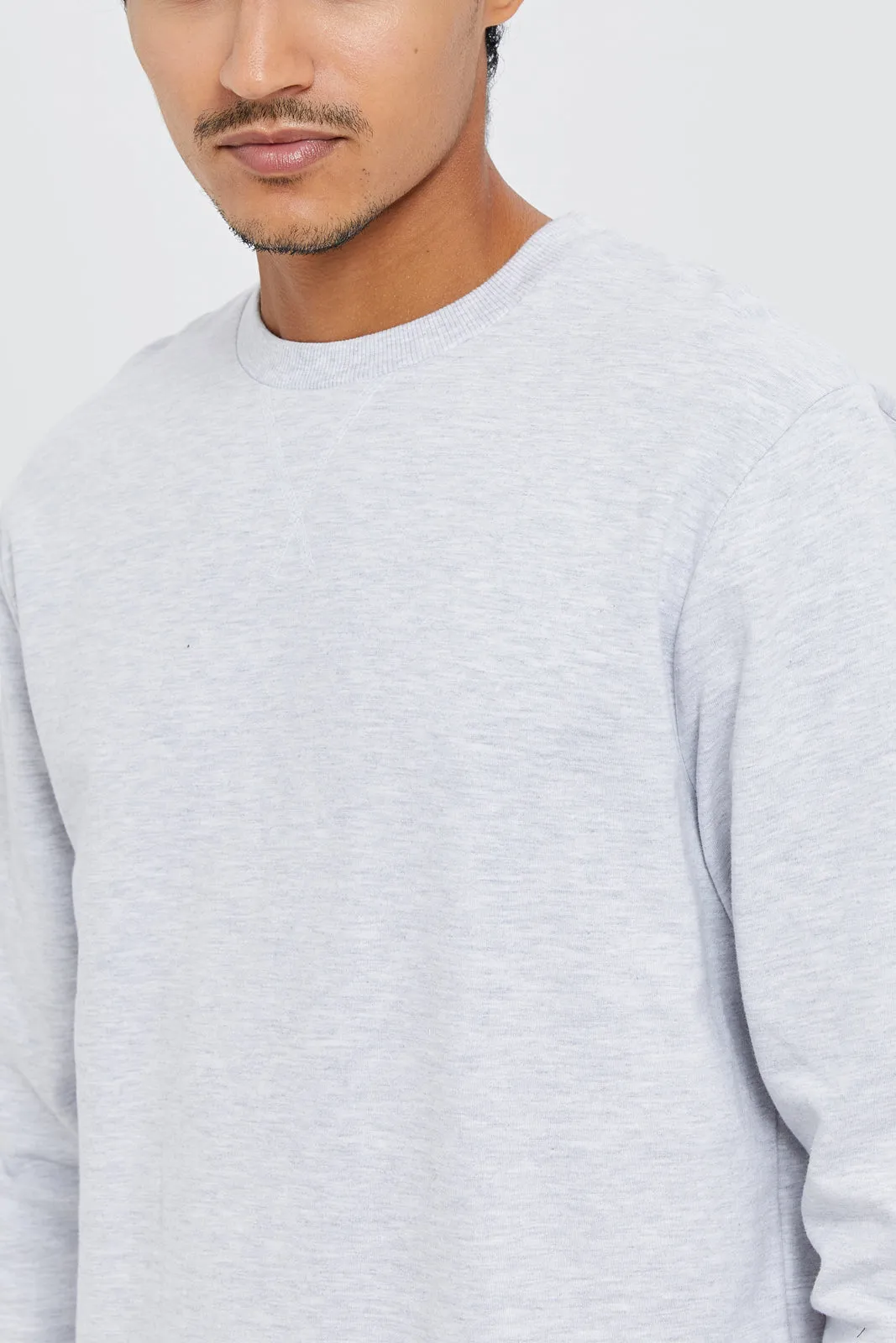 Men Ecru Crew Neck Sweatshirt