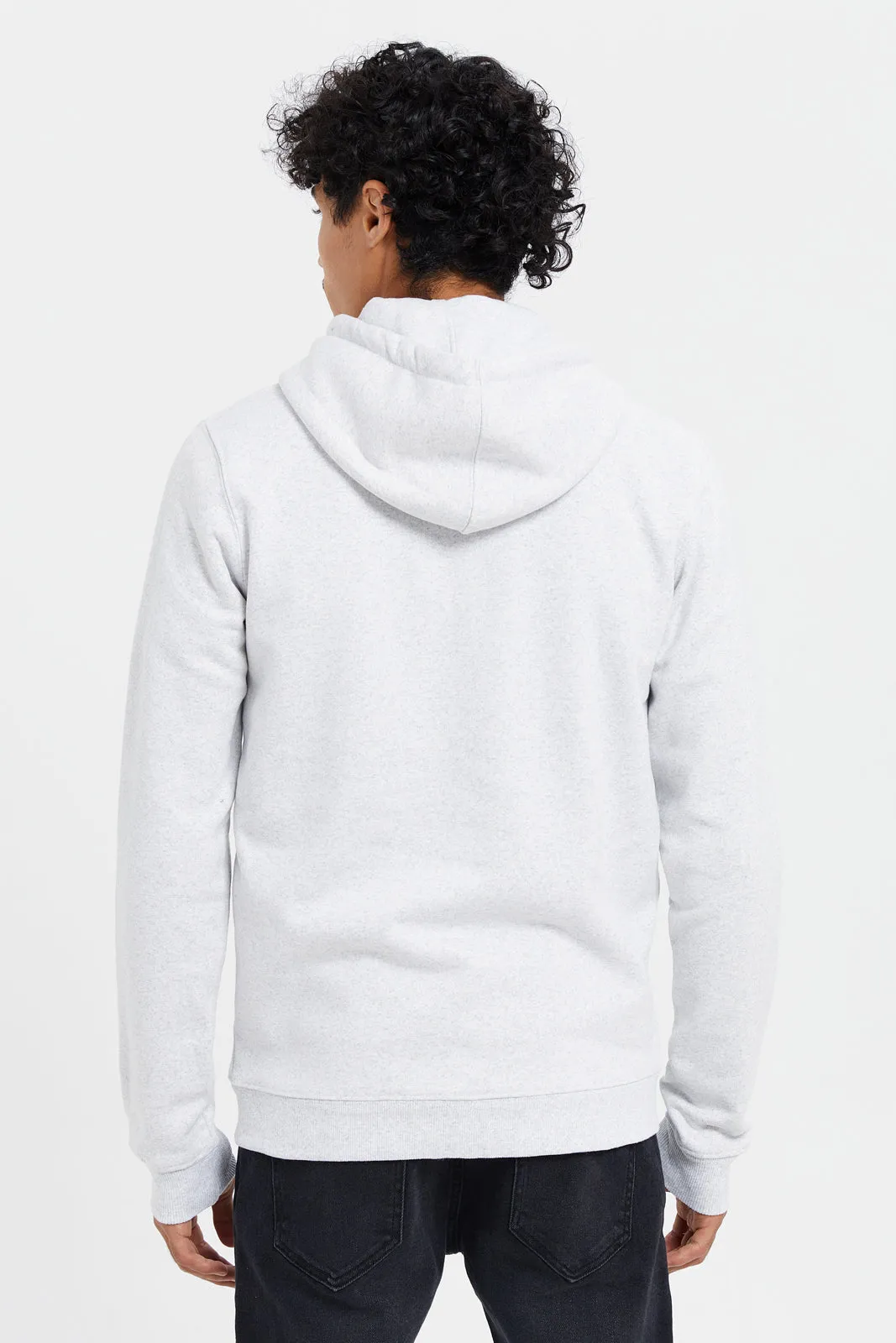 Men Ecru Hooded Sweatsirt