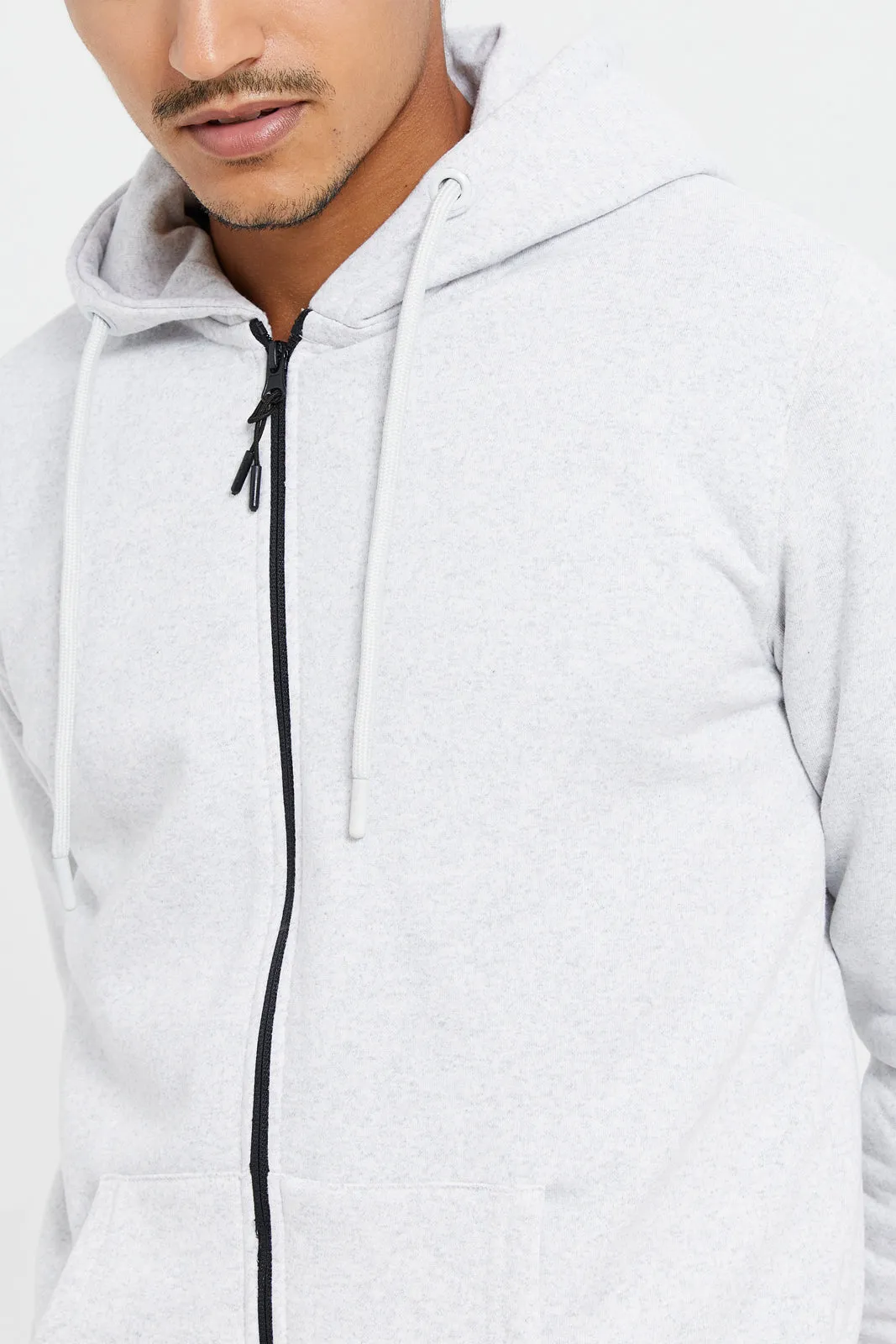 Men Ecru Hooded Sweatsirt