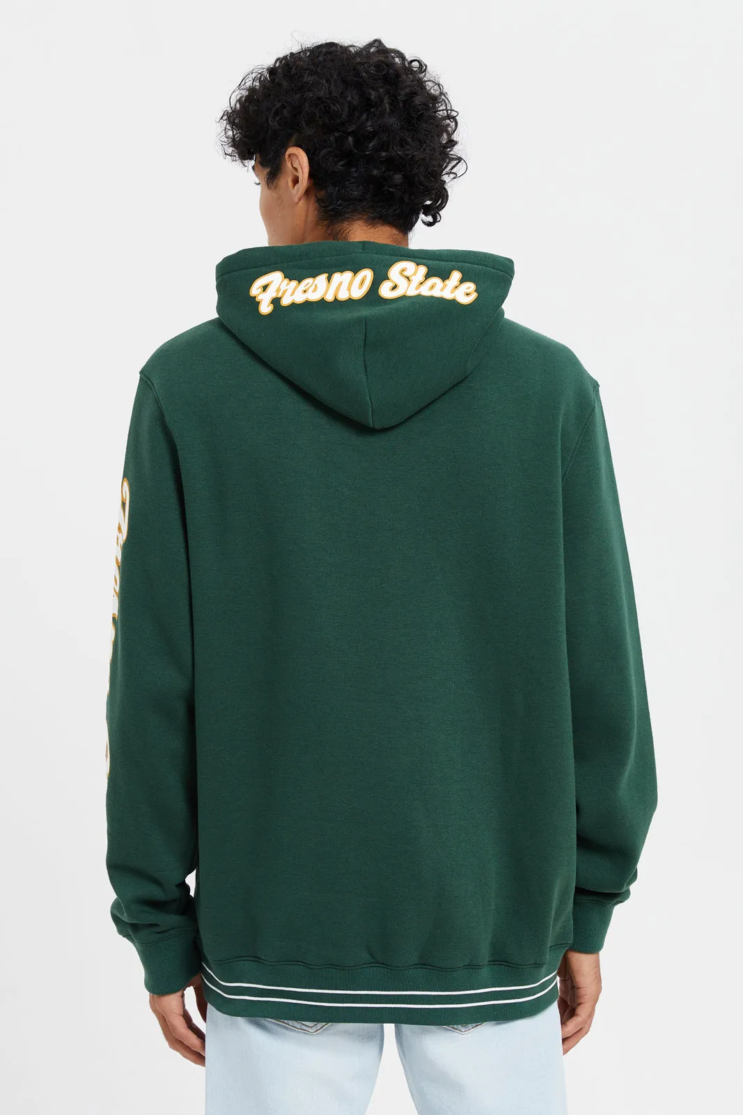 Men Green Printed Hoodie Sweatshirt