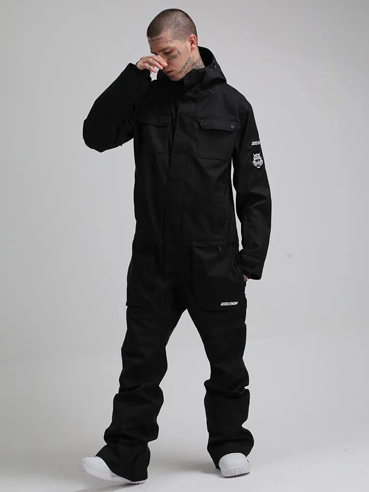 Men's Black One Piece Ski Snowboard Suit Jumpsuit