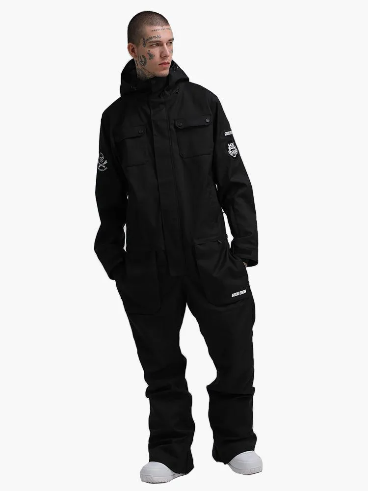 Men's Black One Piece Ski Snowboard Suit Jumpsuit