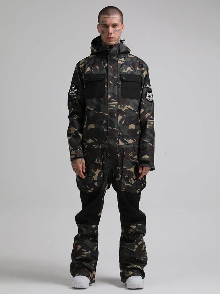 Men's Camo One Piece Ski Snowboard Suit Jumpsuit