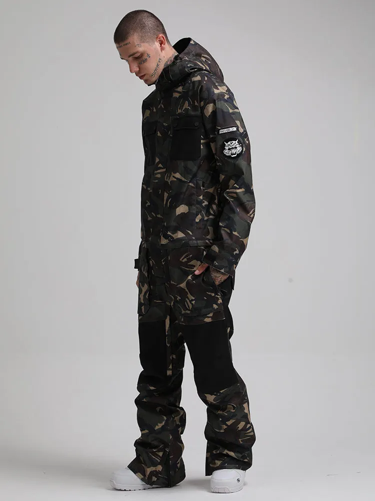 Men's Camo One Piece Ski Snowboard Suit Jumpsuit