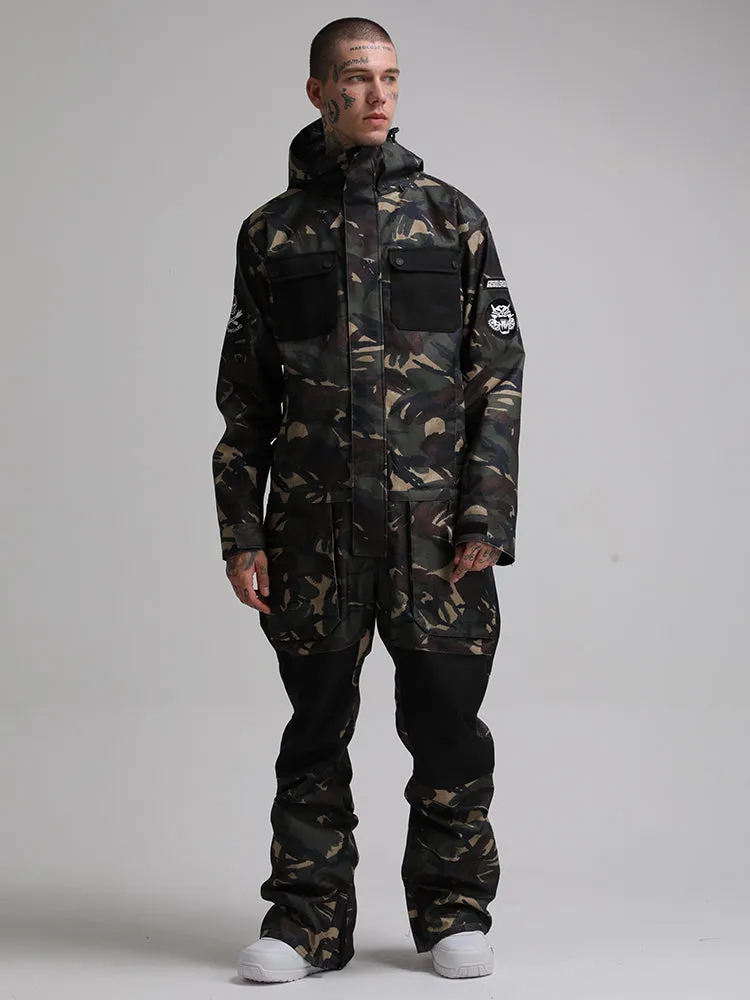 Men's Camo One Piece Ski Snowboard Suit Jumpsuit