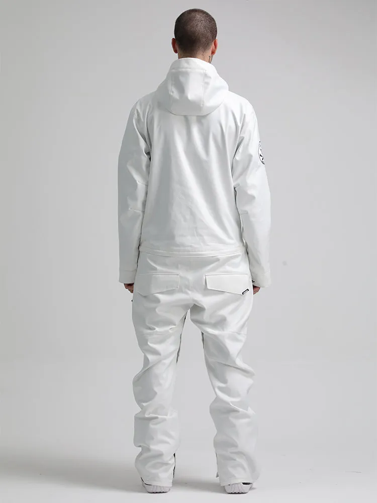 Men's White One Piece Ski Snowboard Suit Jumpsuit