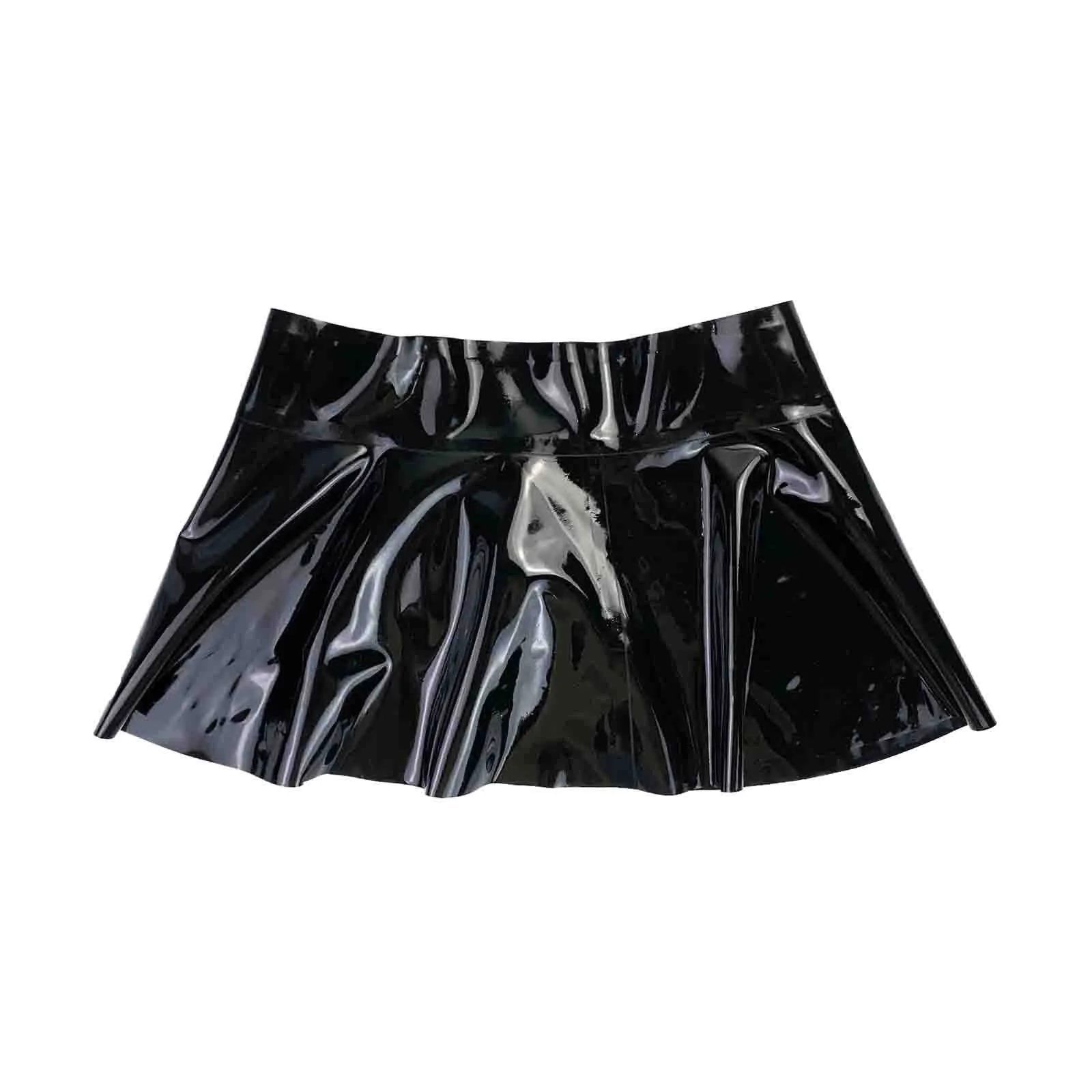 MONNIK Black Latex ladies Fashion Skirt Sexy Miniskirt Women's Rubber Pleated Skirt Custom Made for fetish Catsuit party Club wear cosplay