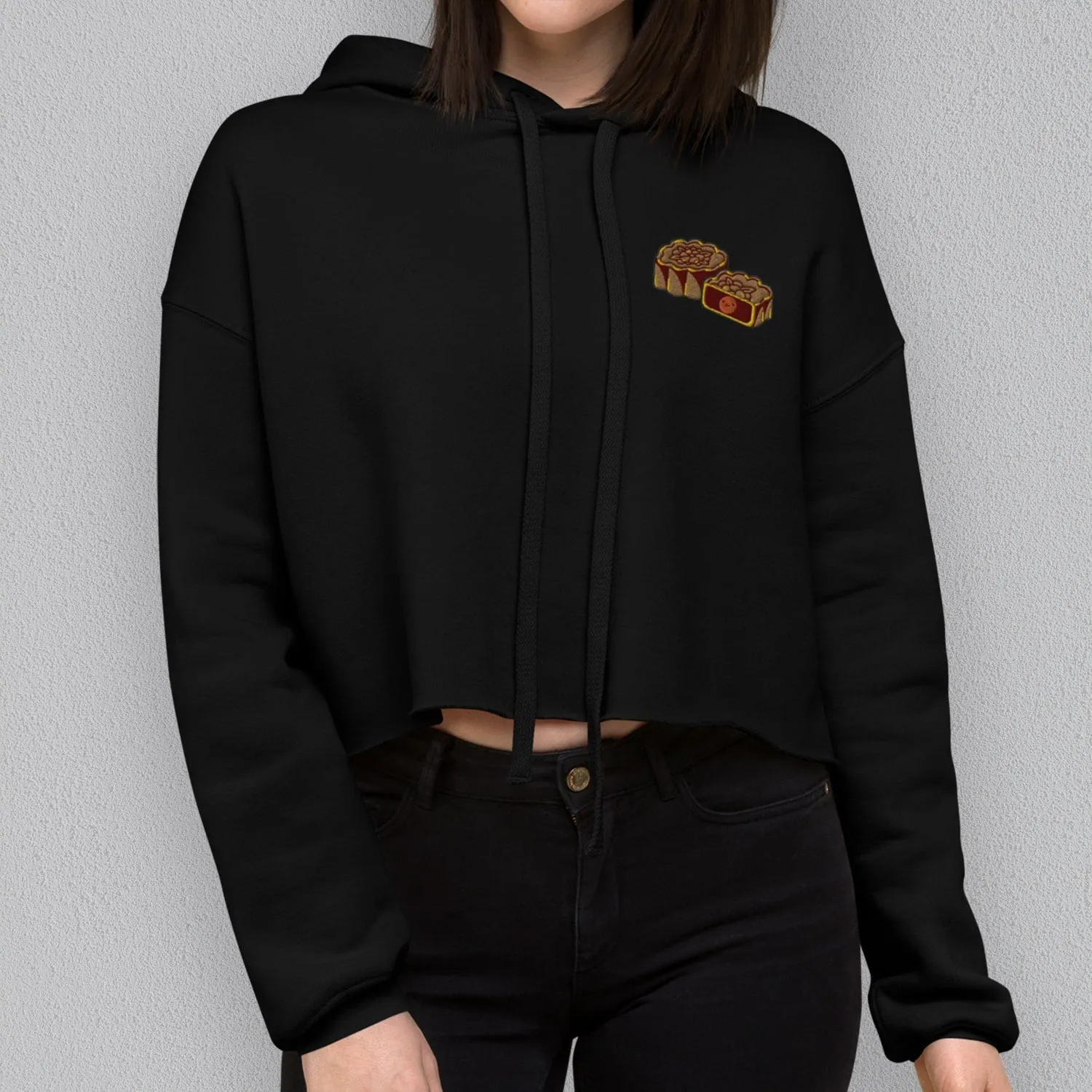 Mooncake Embroidered Crop Hoodie