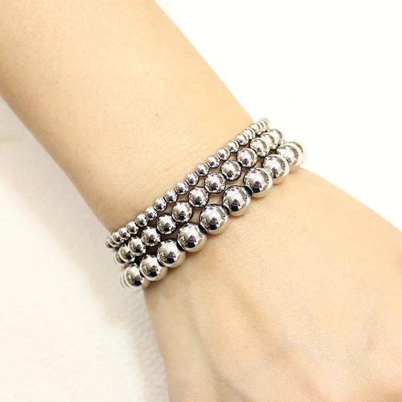 Mowry Stainless Steel Beaded Bracelet - Gold / Silver