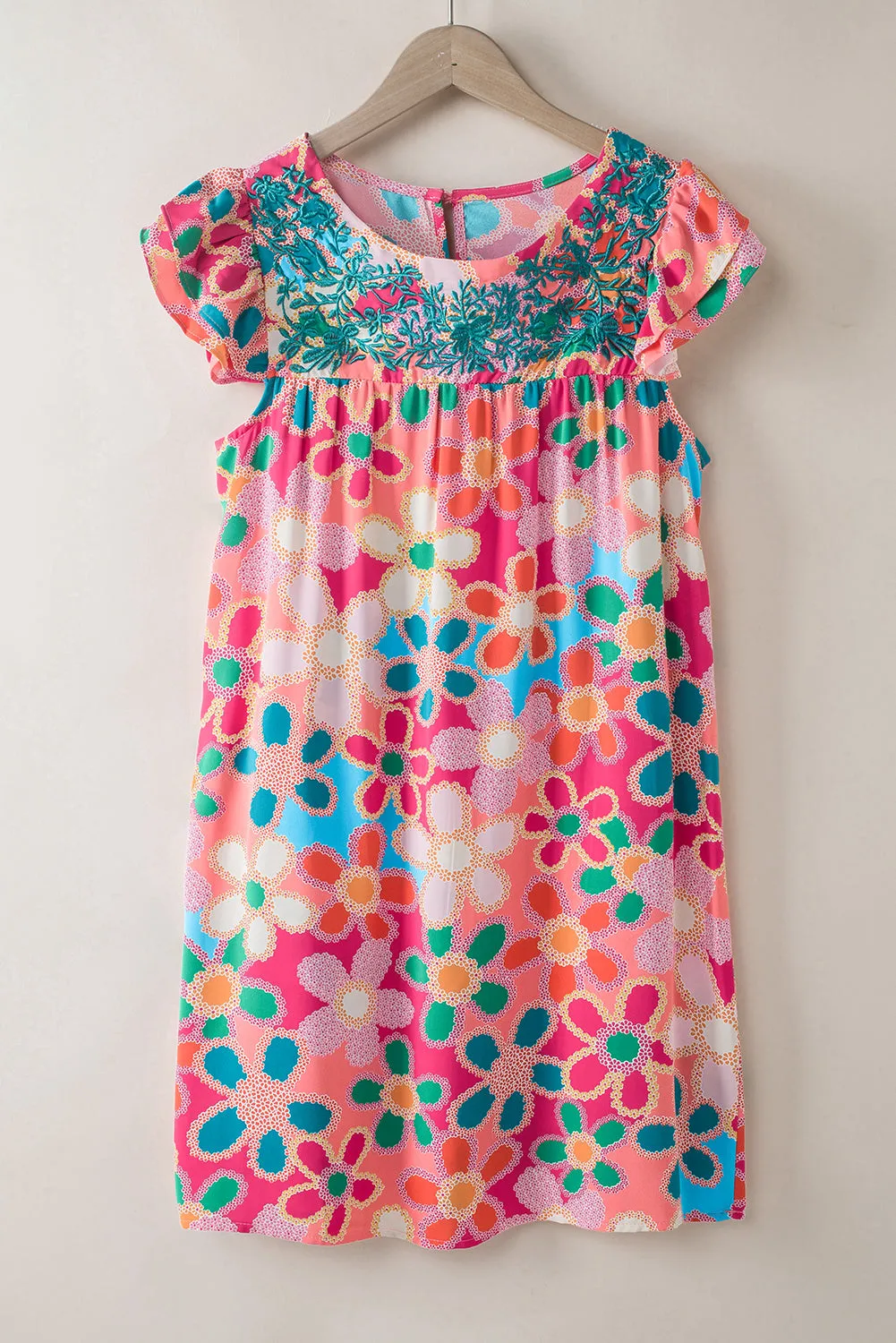 Multicolor Ruffle Short Sleeve Floral Babydoll Dress