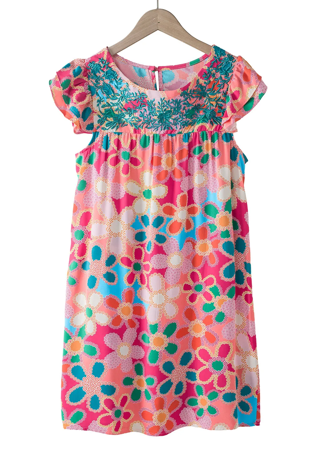 Multicolor Ruffle Short Sleeve Floral Babydoll Dress