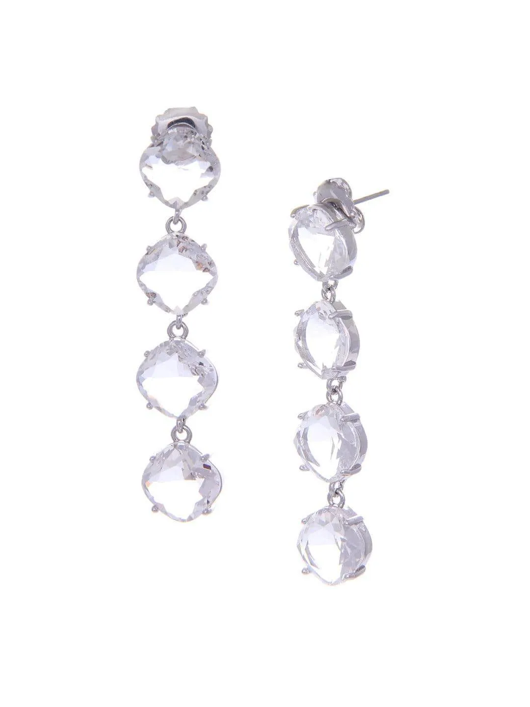 Nushrratt Bharuccha In Embellish Long Earrings Silver