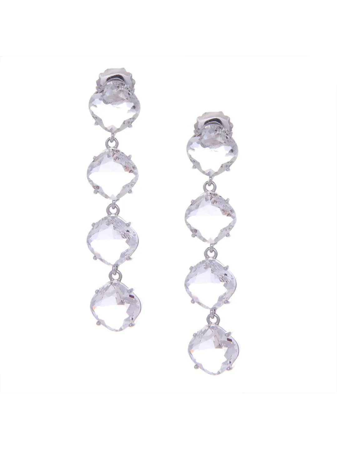 Nushrratt Bharuccha In Embellish Long Earrings Silver