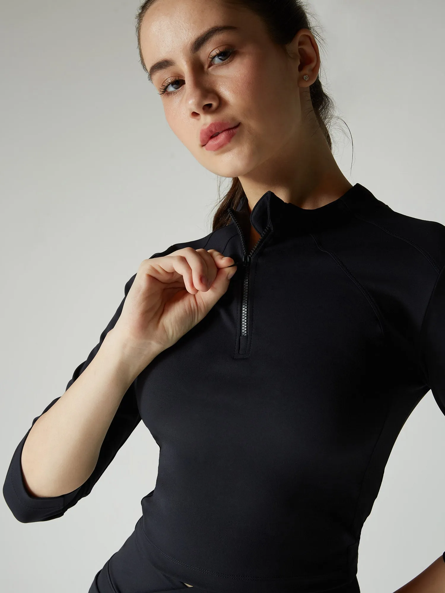 Obsidian Black Silhouette Zip Top