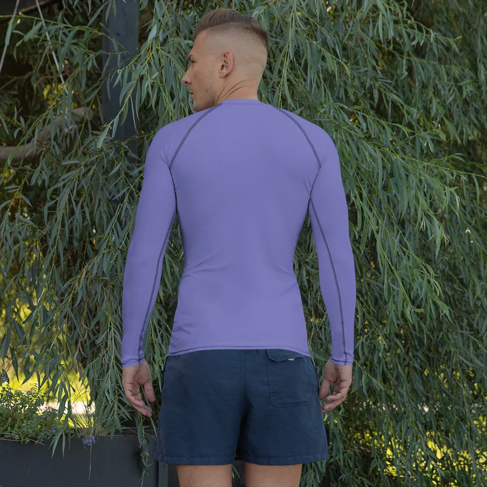 Pastel Purple Color Men's Top, Best Men's Rash Guard UPF 50  Long Sleeves Designer Polyester Spandex Sportswear