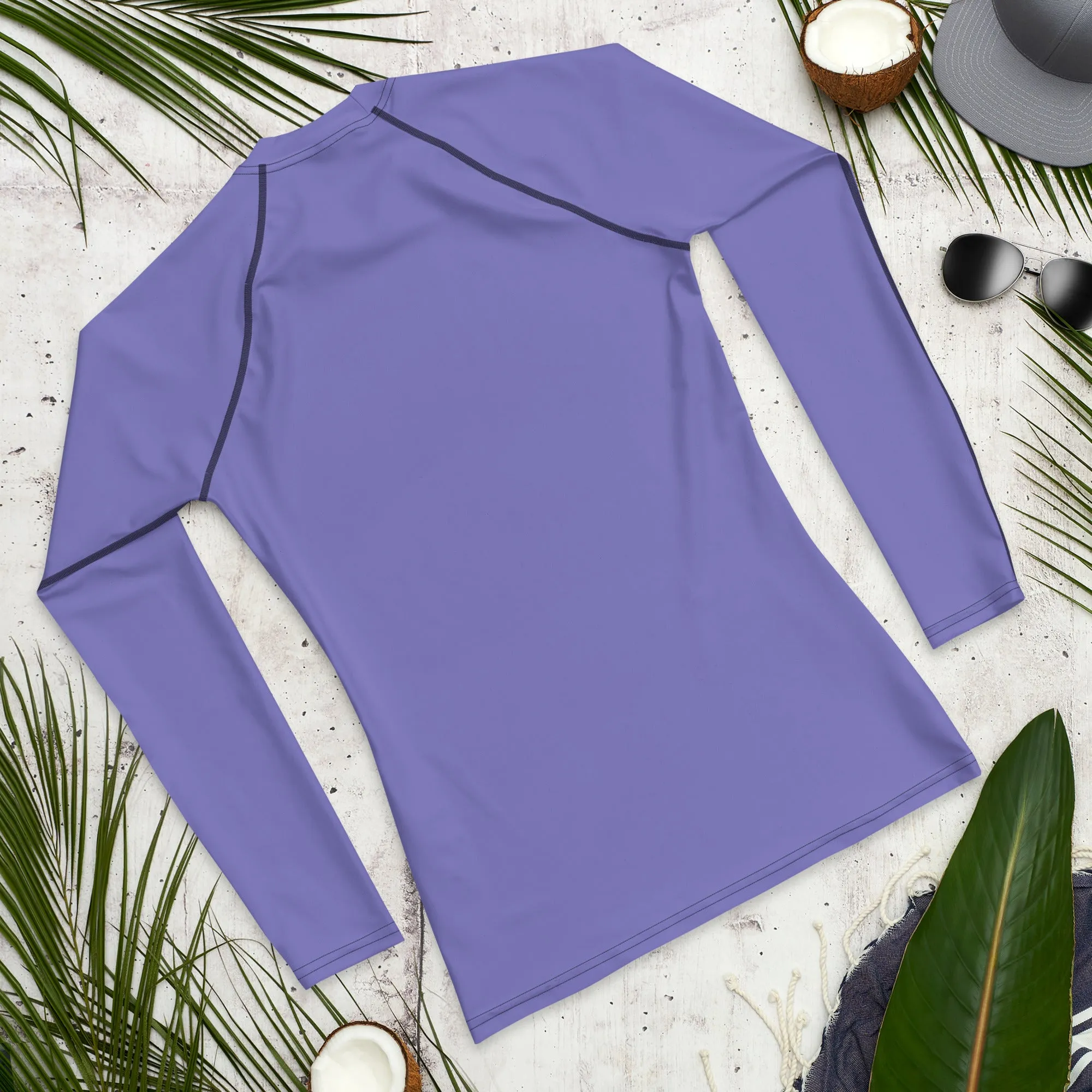 Pastel Purple Color Men's Top, Best Men's Rash Guard UPF 50  Long Sleeves Designer Polyester Spandex Sportswear