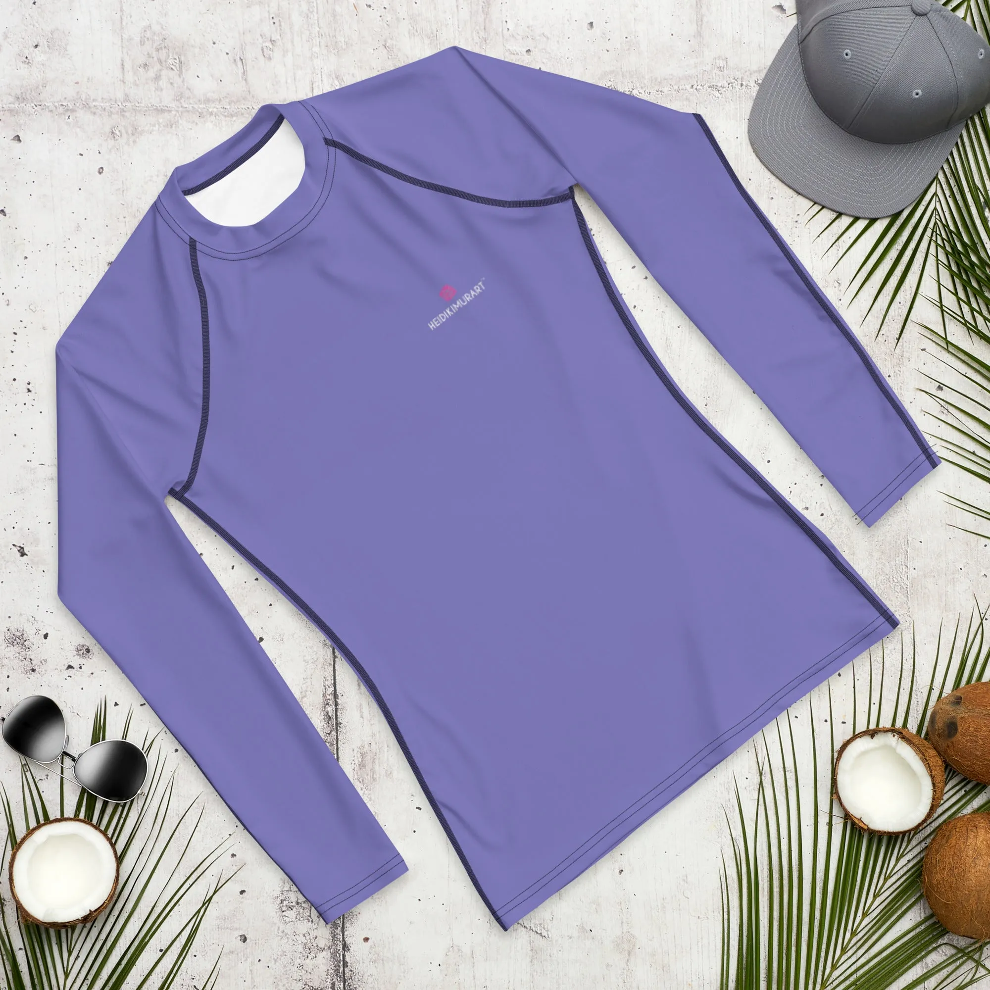 Pastel Purple Color Men's Top, Best Men's Rash Guard UPF 50  Long Sleeves Designer Polyester Spandex Sportswear