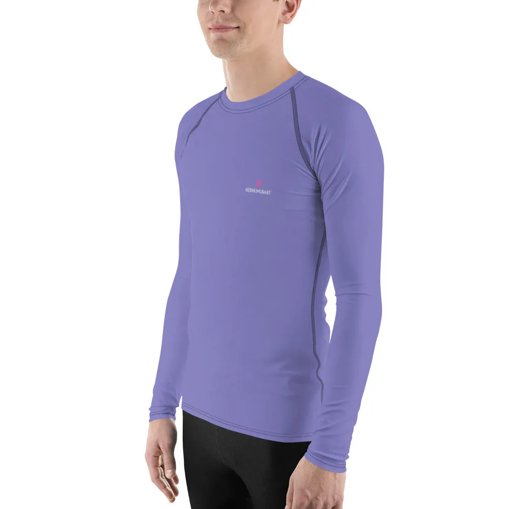 Pastel Purple Color Men's Top, Best Men's Rash Guard UPF 50  Long Sleeves Designer Polyester Spandex Sportswear