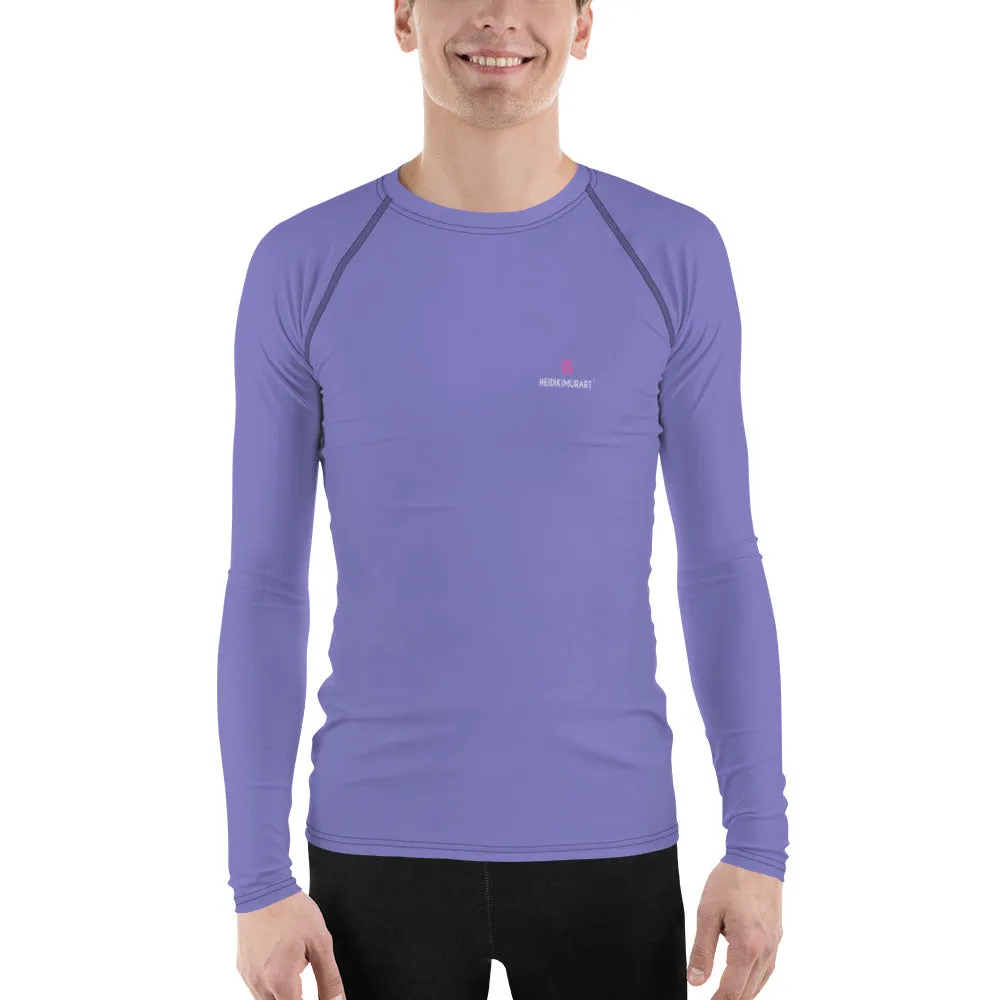 Pastel Purple Color Men's Top, Best Men's Rash Guard UPF 50  Long Sleeves Designer Polyester Spandex Sportswear