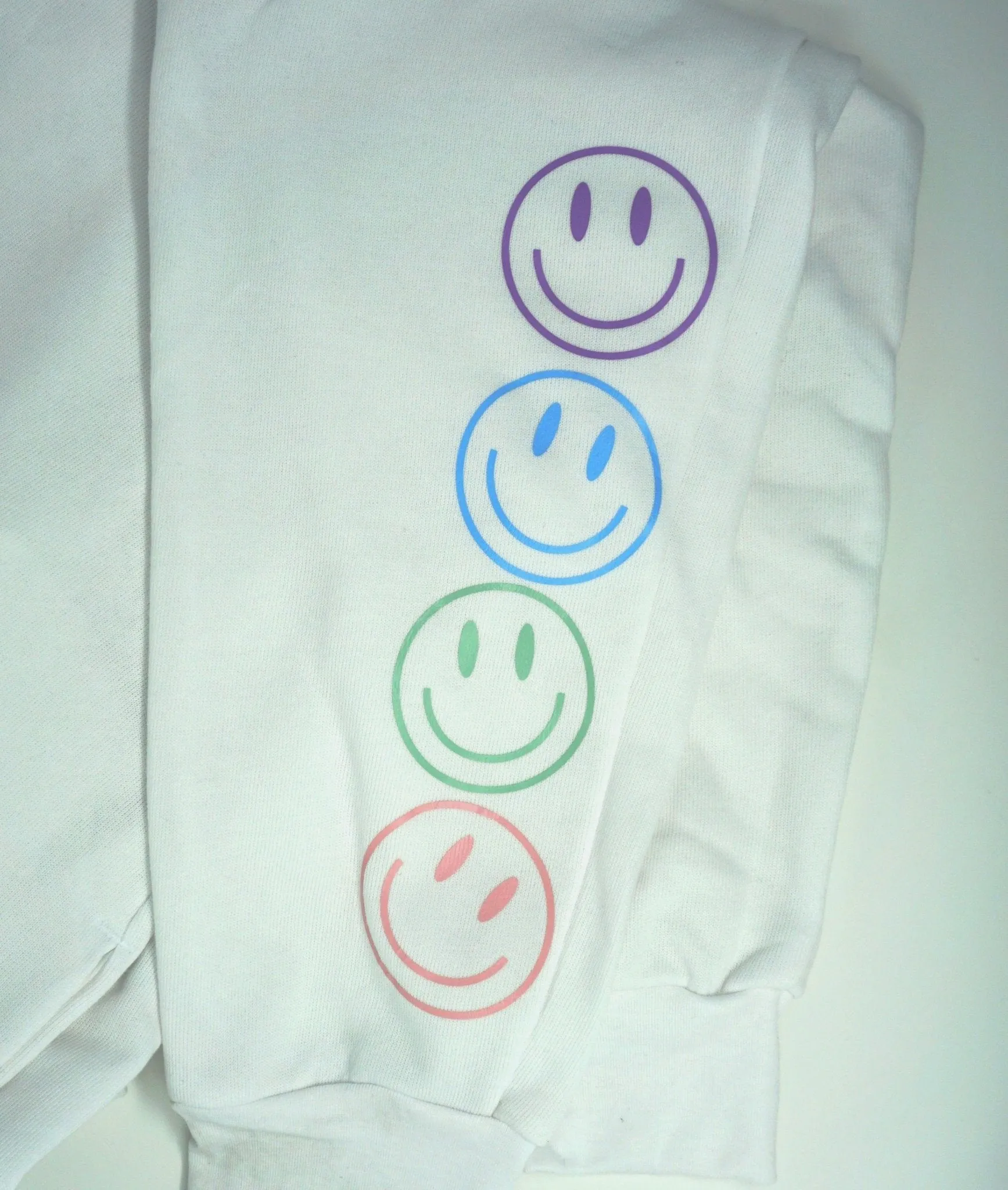 Pastel Smile Outline Jogger Style Sweatpants with Pockets